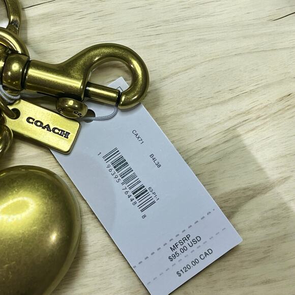 NWT Coach CAX71 Rainbow Heart Bag Charm Key Ring - Picture 4 of 4